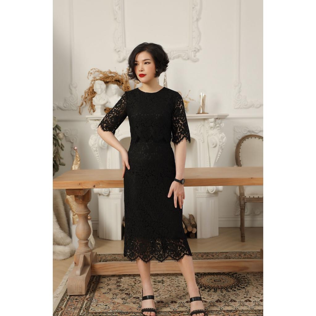 Đầm ren phủ thân crop top CLARA MARE chất liệu vải Ren chỉ Hàn Quốc DRE3045