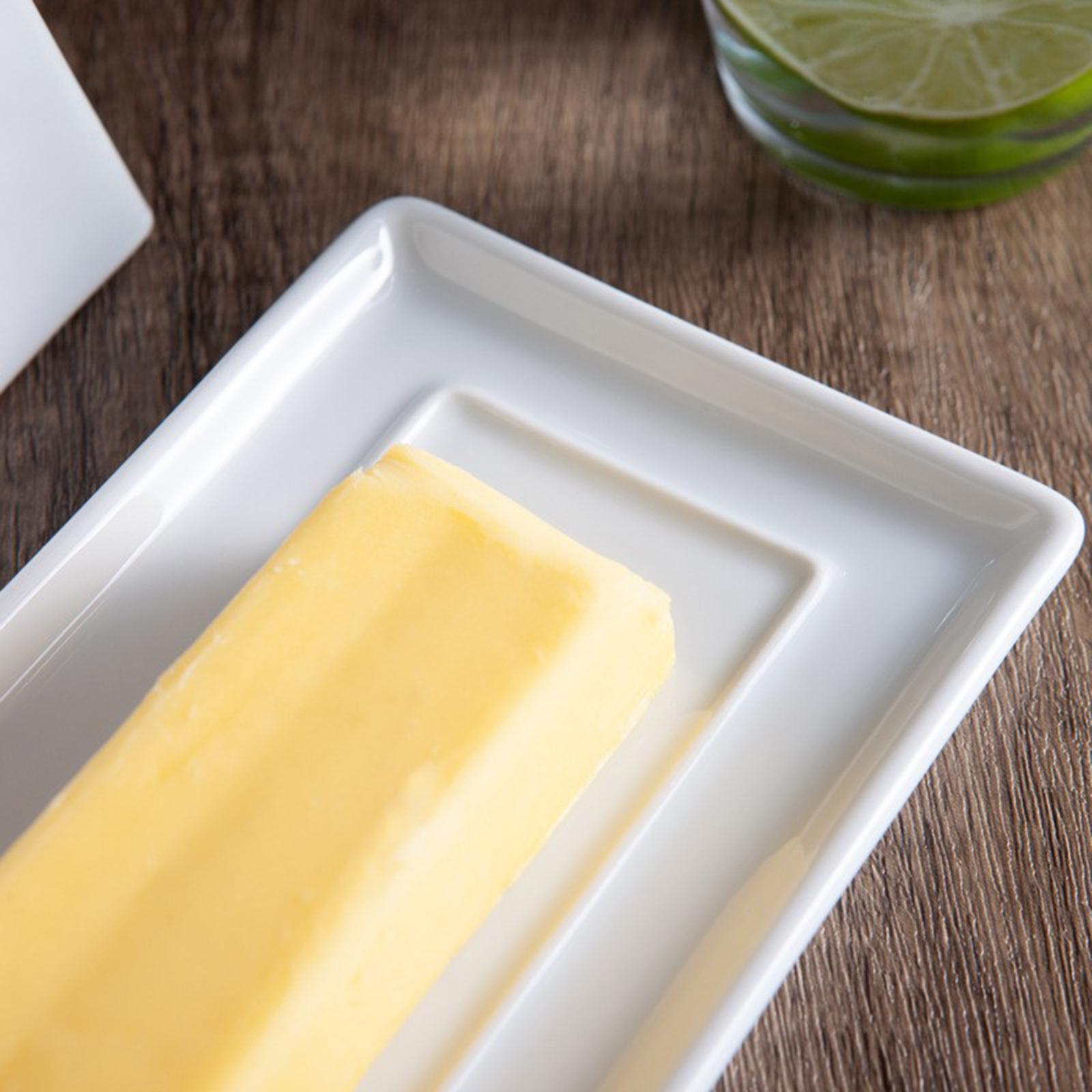 Ceramic Container Porcelain Kitchen Covered Butter Dish for Fridge Counter