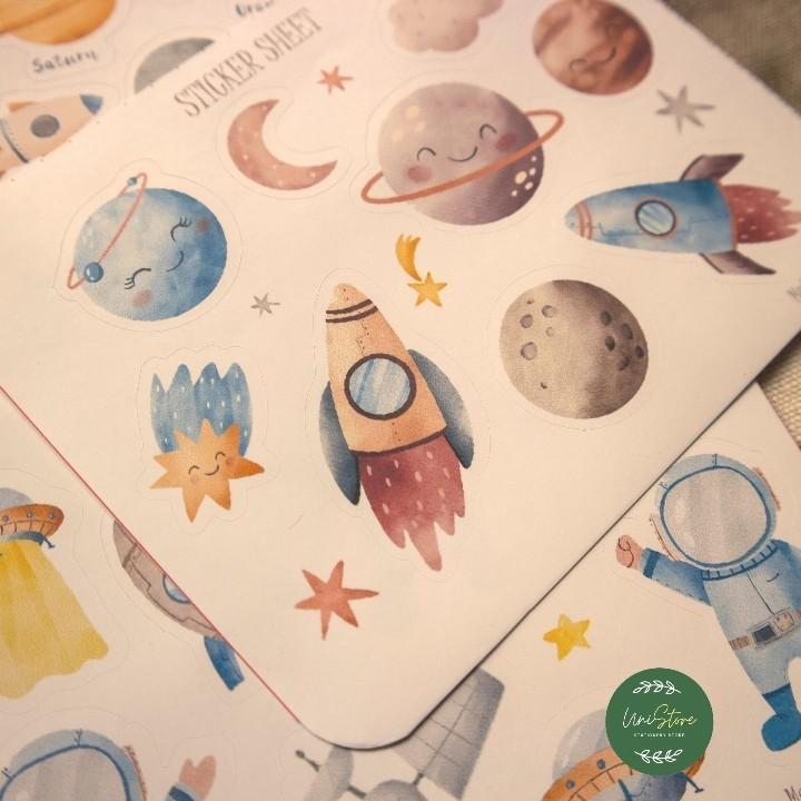 Sticker thiết kế - sticker sheet little astronaut - trang trí sổ tay, nhật kí bullet journal
