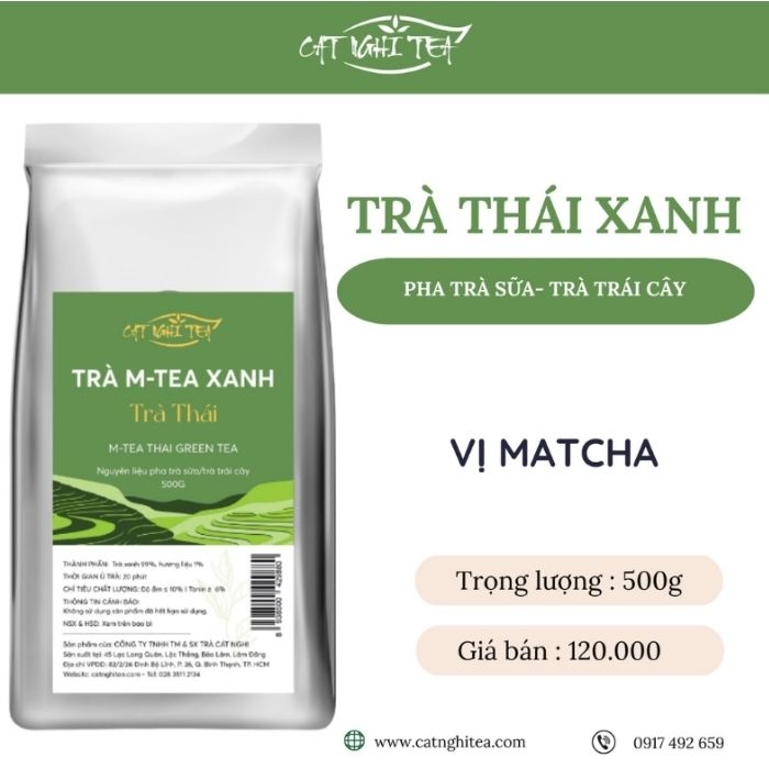 Trà Thái Xanh [500g - vị Matcha] Trà xanh CAT NGHI TEA, Nguyên liệu chuẩn pha trà sữa và trà trái cây thơm ngon