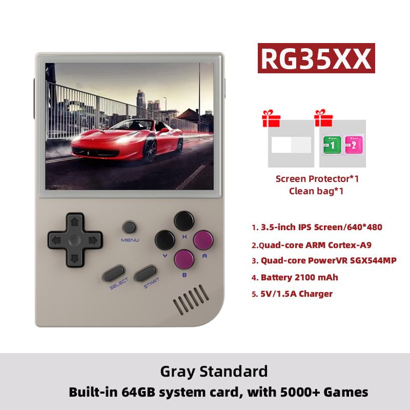 Mới RG35XX Retro Chơi Game Cầm Tay Hệ Thống Linux Màn Hình IPS 3.5 Inch Cortex-A9 Di Động Bỏ Túi Video 5000 Trò Chơi