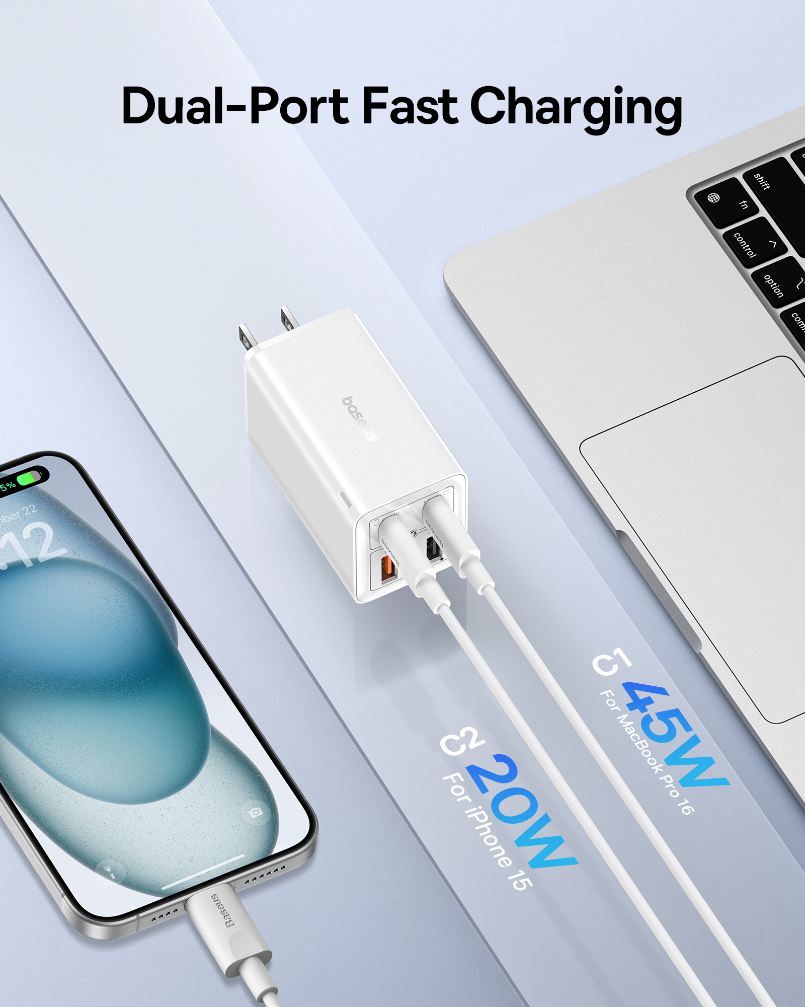 Cốc Sạc Nhanh OS-Baseus GaN6 Pro Fast Charger 2C+2U 65W (Chân cắm dẹp, Kèm cáp C to C 100W, 1m) (Hàng chính hãng)