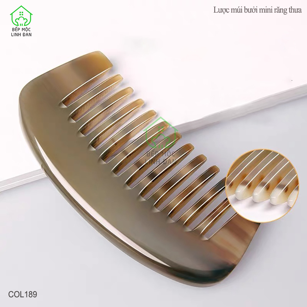 Lược Sừng Múi Bưởi Mini Răng Thưa Bỏ Túi Tiện Dụng