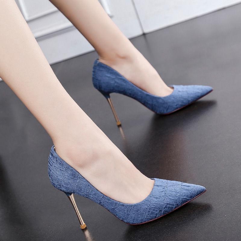 Giày Cao Gót Mũi Nhọn Kim Loại Thời Trang Mới Cho Nữ
