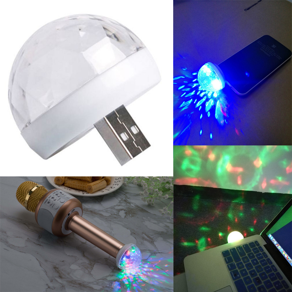 Bóng đèn Led USB cảm biến âm thanh đa sắc màu, chiếu phòng karaoke, sân khấu mini - Tặng đầu chuyển Android + Type-C + Lightning(Apple) sử dụng cho điện thoại