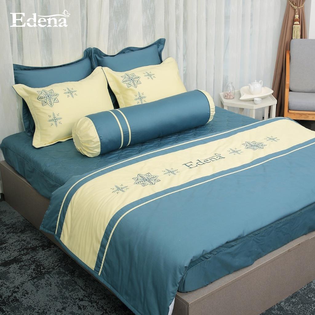 Bộ chăn ga Edena Basic Solid - Cotton 100% 5 món thoáng mát