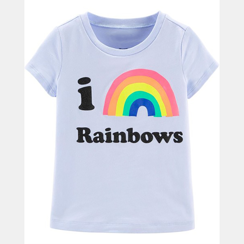 Áo thun bé gái họa tiết cầu vồng