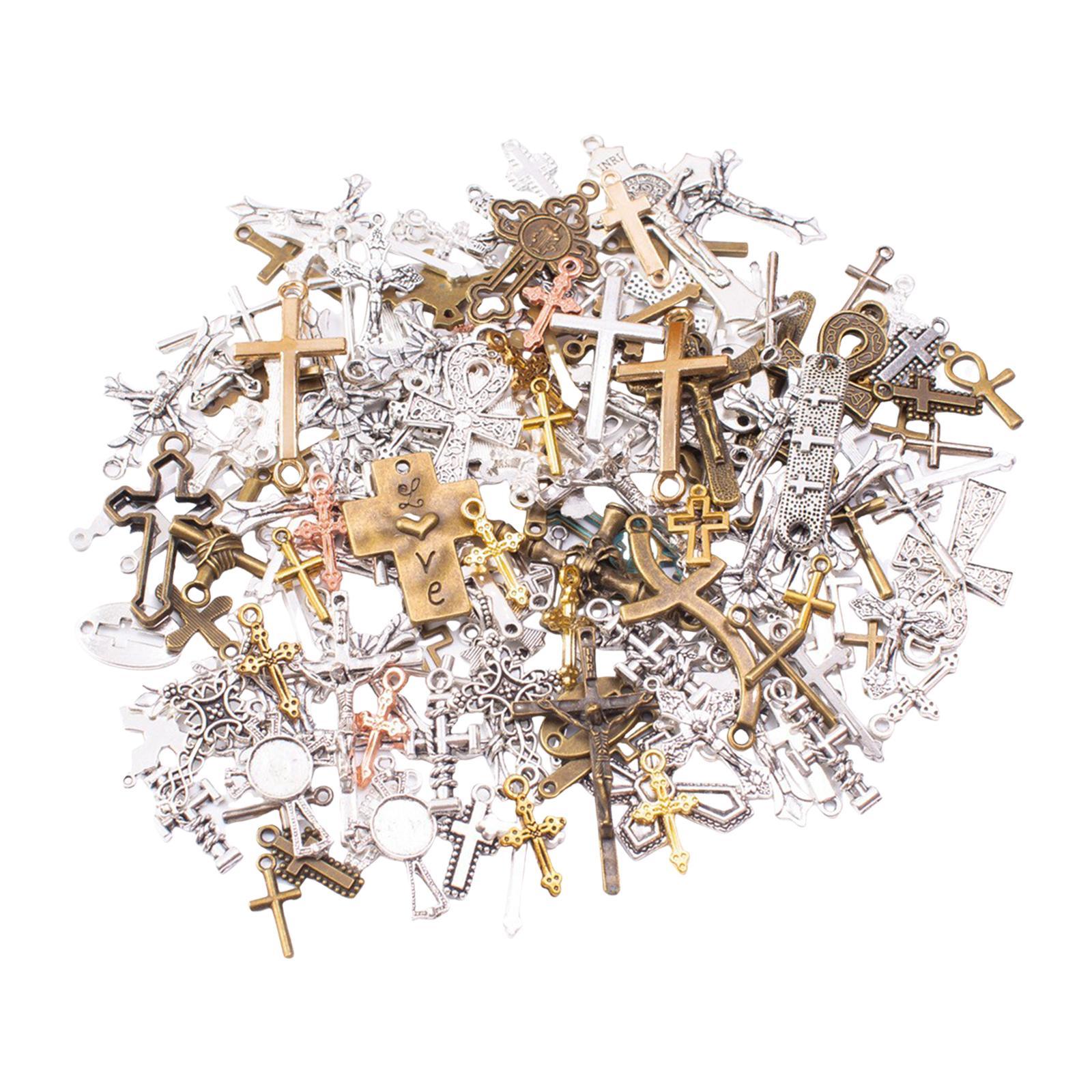 50Pcs Cross Charms Pendants for Jewelry Making Findings DIY Crafts Supplies