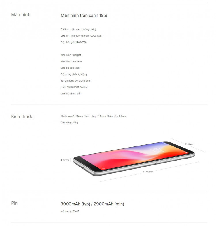 Điện thoại Redmi 6 32GB