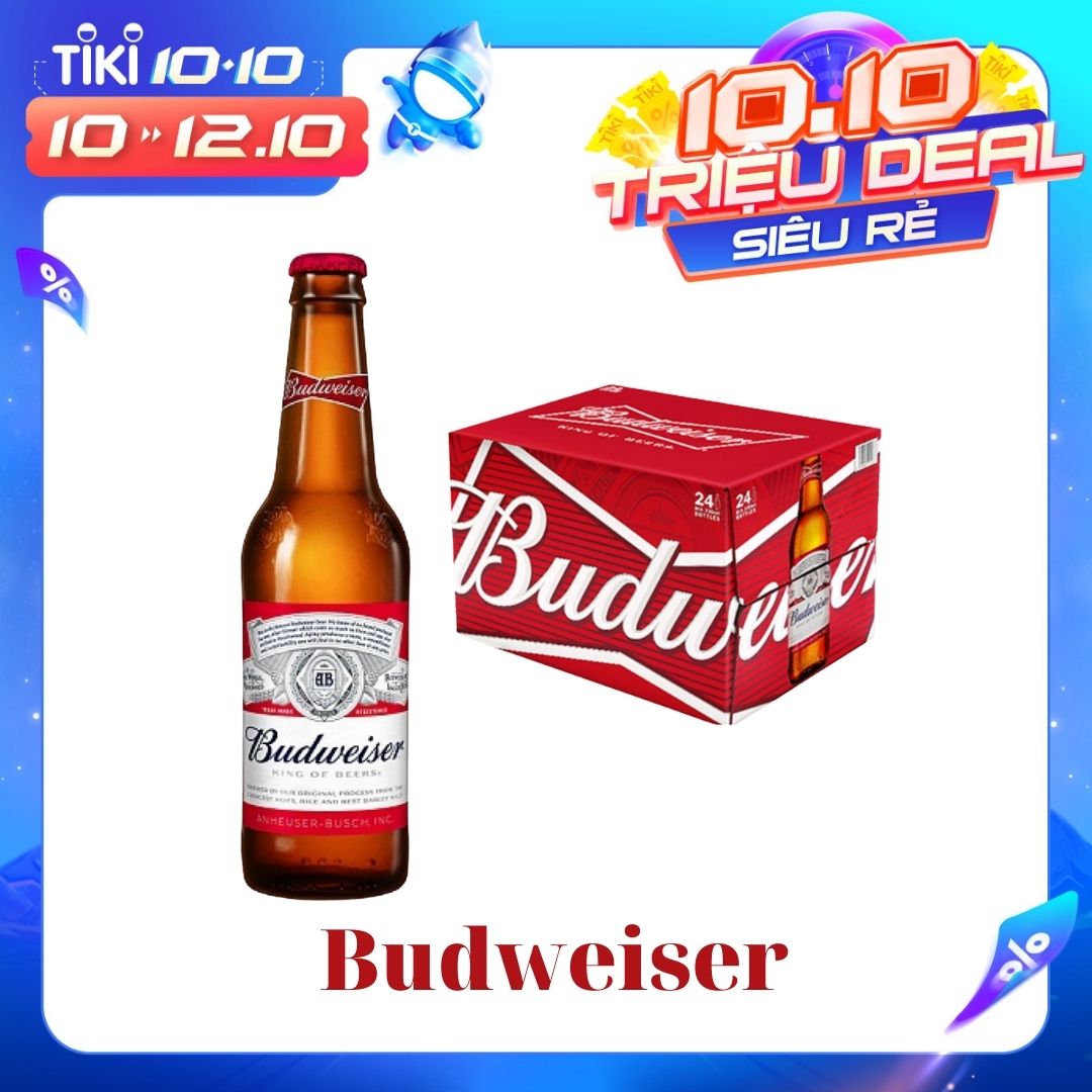 Thùng bia Budweiser 330ml x 24 chai thủy tinh