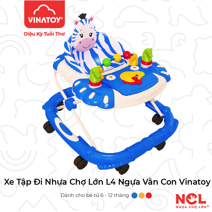 Xe Tập Đi Trẻ Em Nhựa Chợ Lớn L4 Ngựa Vằn Con (Không nhạc) Cho Bé Từ 6 đến 12 Tháng - M1773A-XTĐ