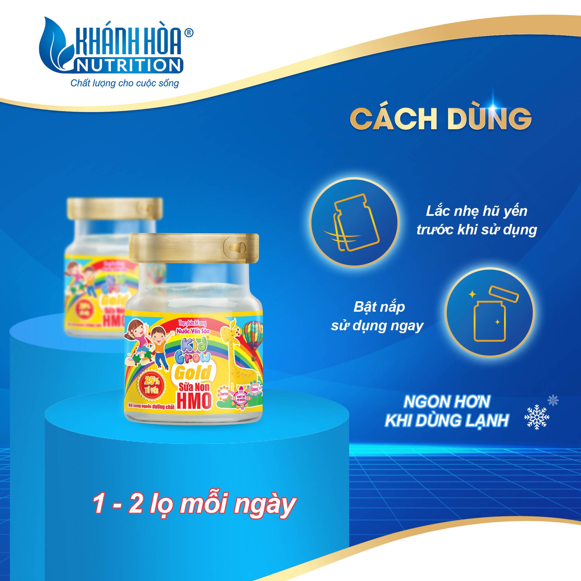 Nước Yến Sào Cho Bé KIDGROW Gold 25% Tổ Yến Bổ Sung HMO - Khánh Hòa Nutrition - Lọ 70 ML