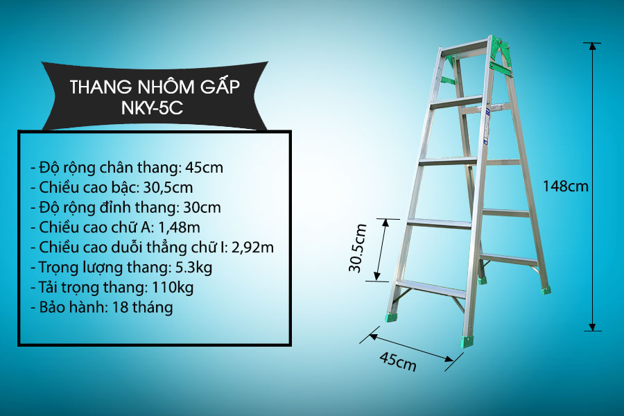 Thang Nhôm Gấp Nikawa NKY-5C - 2.67 mét