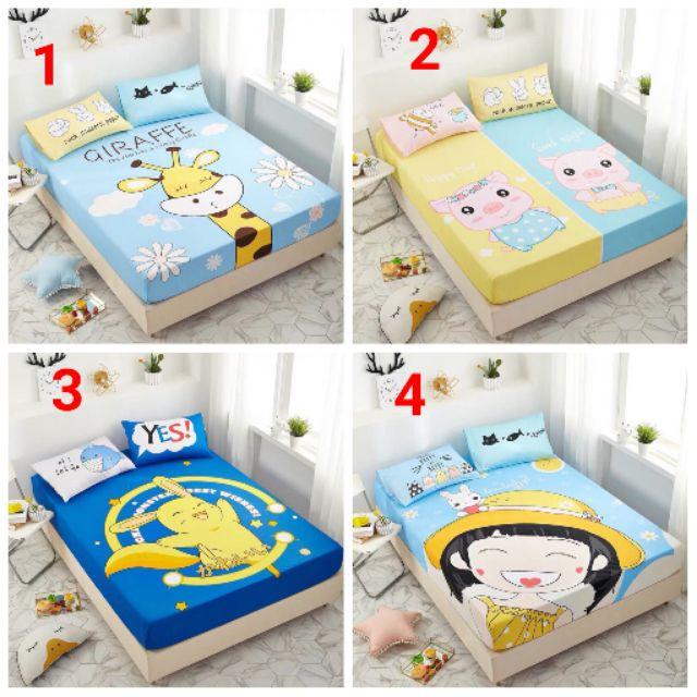Bộ ga và 2 vỏ gối cotton 3D nhập khẩu
