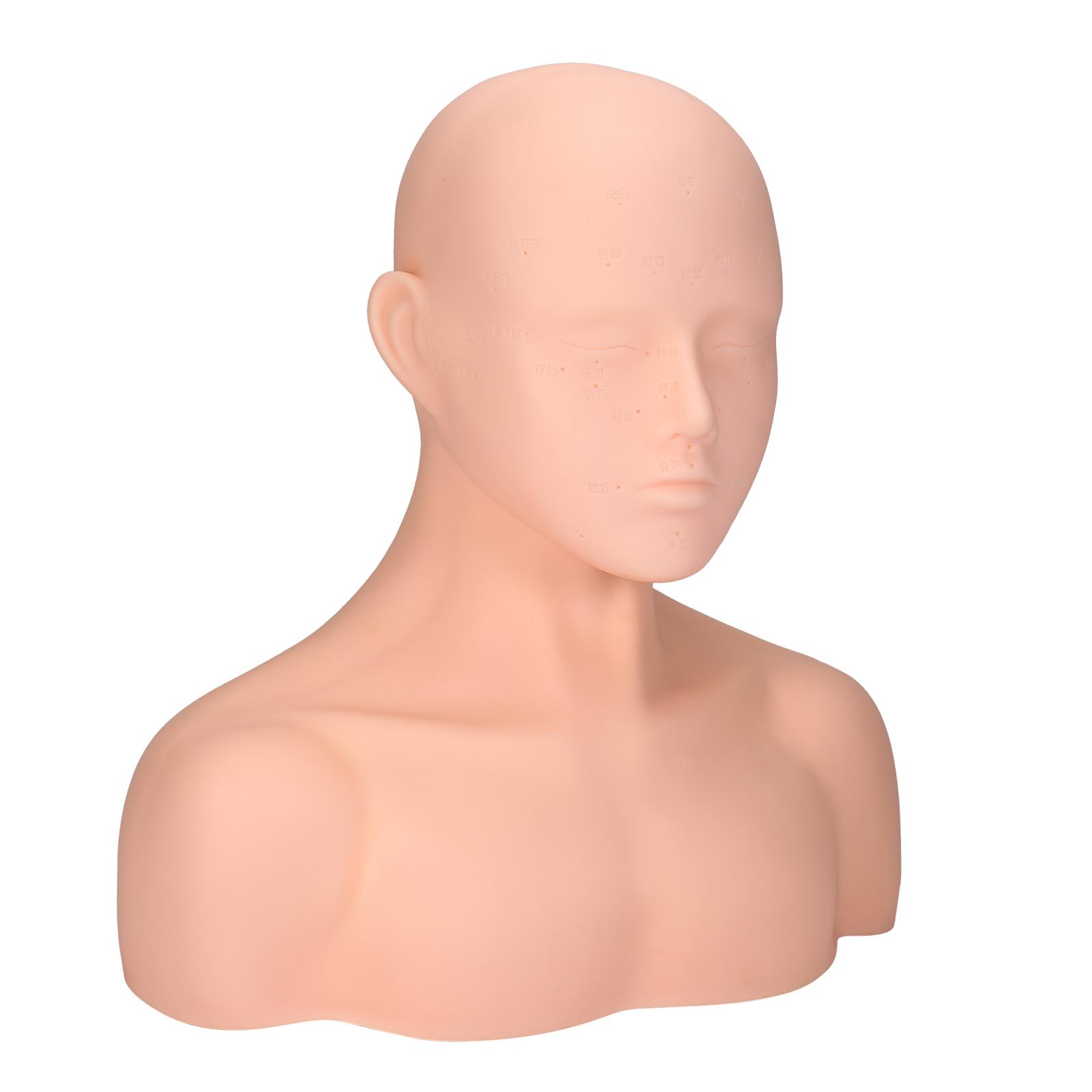 Đầu ma-nơ-canh bằng nhựa PVC mềm có các huyệt đạo để thực hành các kỹ thuật massage mặt.nối mi, trang điểm