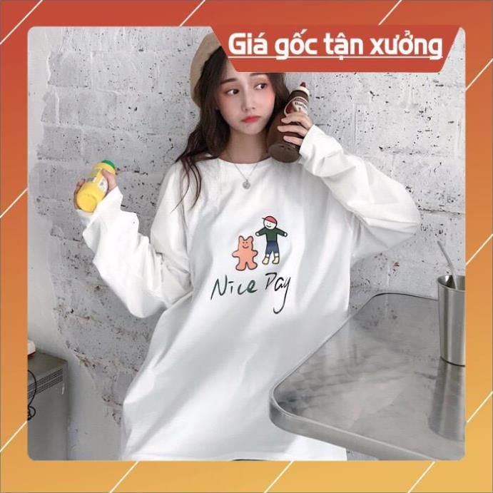 Áo thun tay dài form rộng unisex Nice Day nam nữ ulzzang áo nam nữ unisex freesize ulzzang giá rẻ