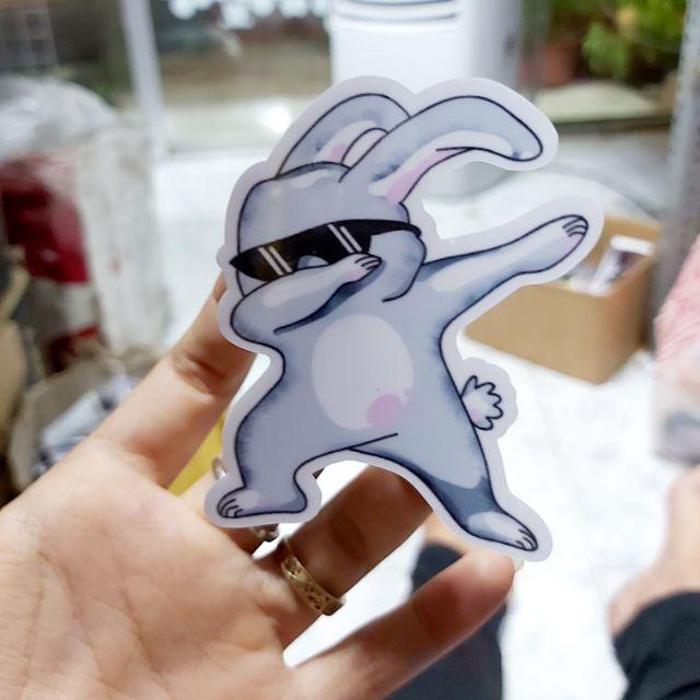 Sticker Tem Con Thỏ Cool Ngầu Dán Xe, Điện Thoại