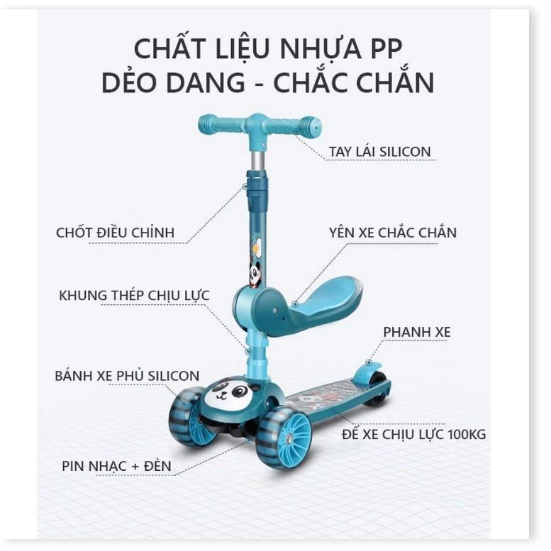 Xe Scooter vận động PANDA 3In1 Chồi Chân, Có Nhạc