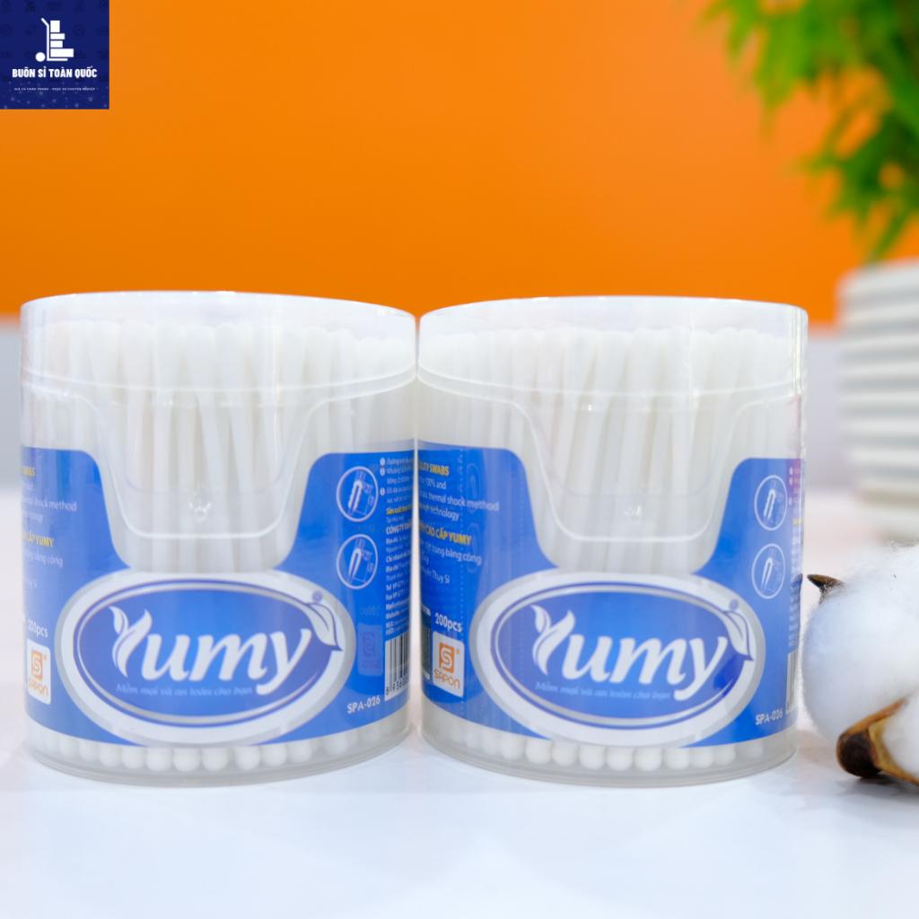 Lốc 12 hộp Tăm bông Yumy người lớn thân nhựa hộp vát 200 que SPA-026