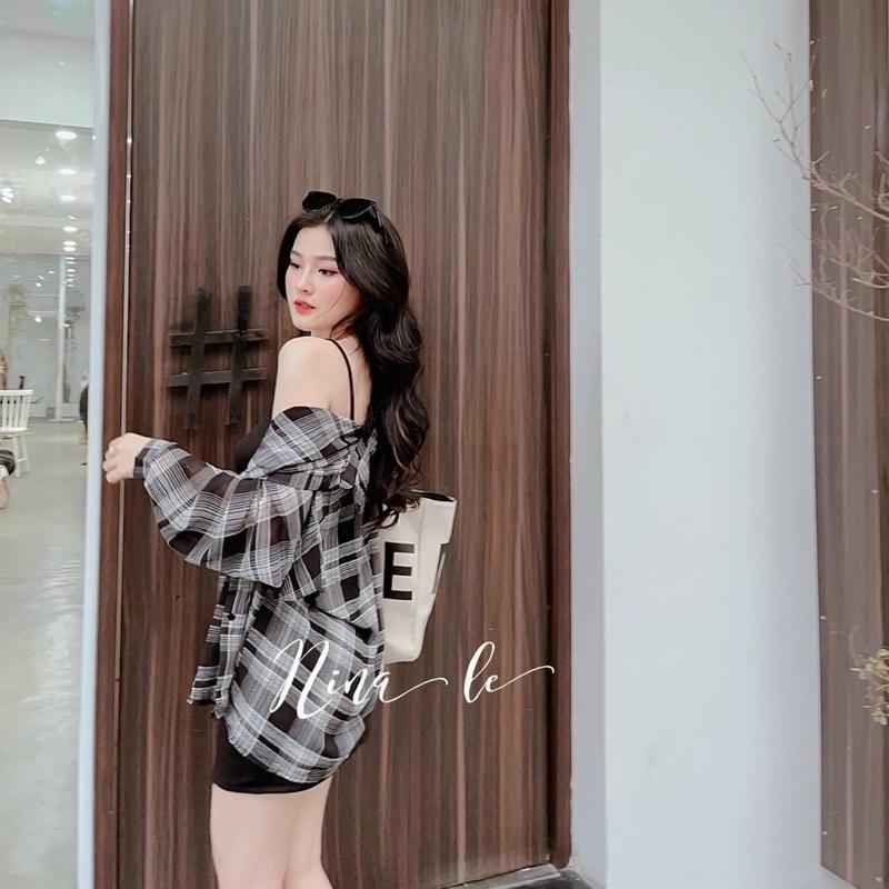 Đầm 2S body + sơ mi caro bigsize 60=&gt;90 tuy chiều cao ( ĐẦM ĐI TIỆC/ DẠO PHỐ ĐI CHƠI)