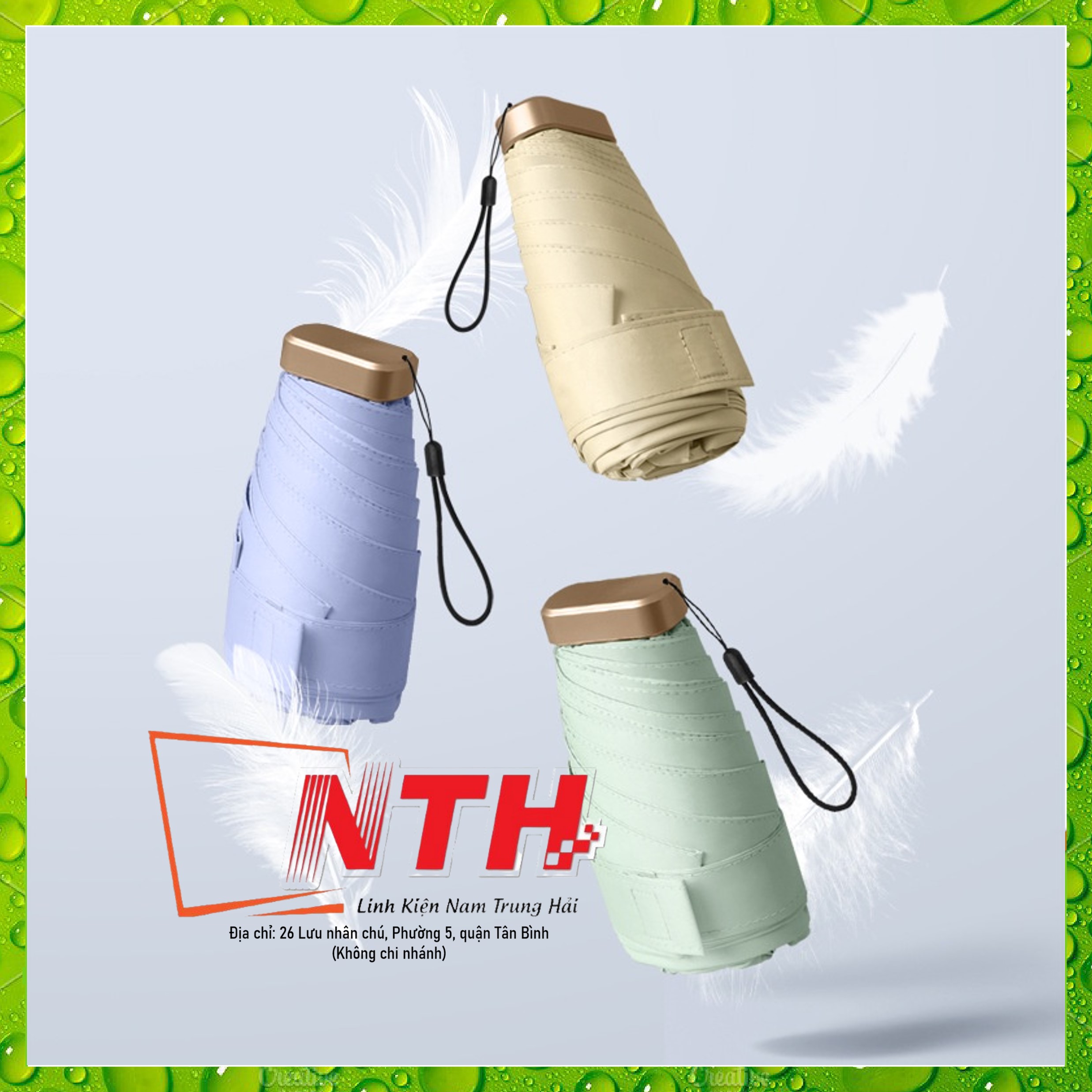 Ô dù gấp gọn mini, ô dù che mưa đi nắng UPF 50 chống tia cực tím, kích thước nhỏ gọn chỉ 14-18cm