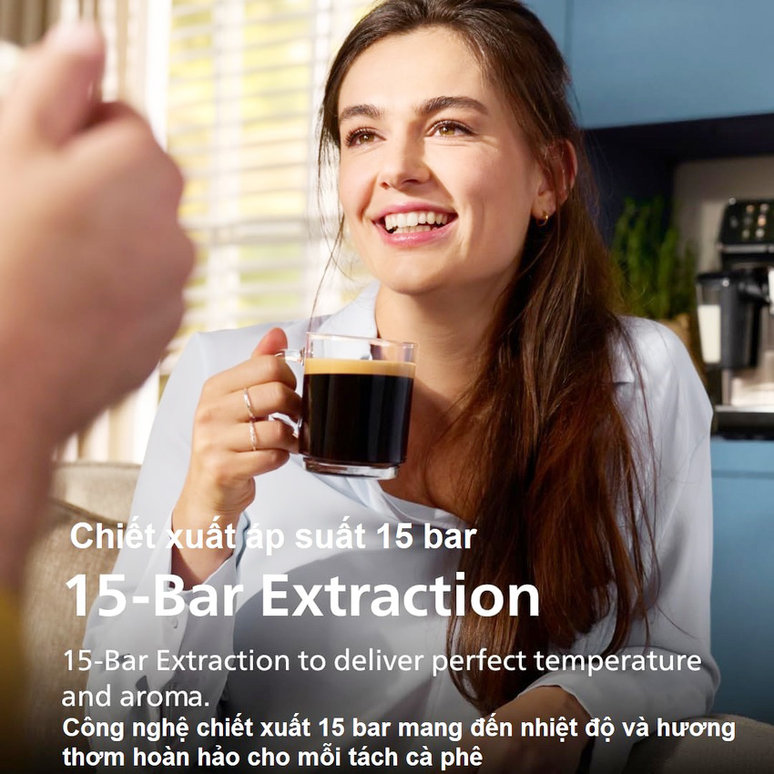 HÀNG NHẬP KHẨU - Máy pha cà phê Espresso, Americano tự động và Capuccino, Latte. Thương hiệu Hà Lan cao cấp Philips - EP1221/69