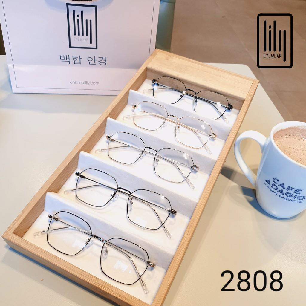 Gọng kính cận nam nữ Lilyeyewear chất liệu kim loại mắt đa giác thanh mảnh 2808