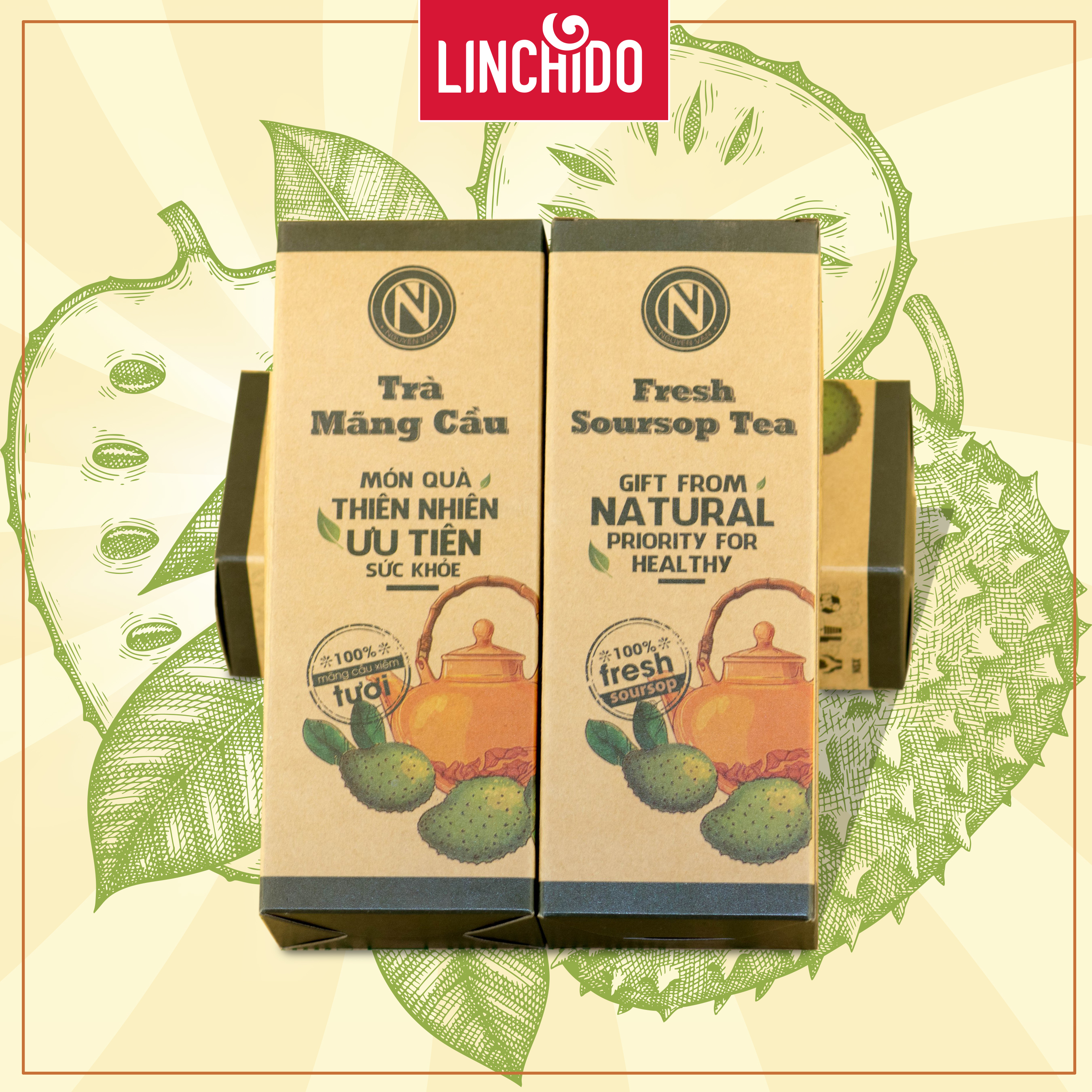 Trà Mãng Cầu Nguyễn Văn - 100% mãng cầu xiêm tươi sấy khô - Hộp 100 GRAM