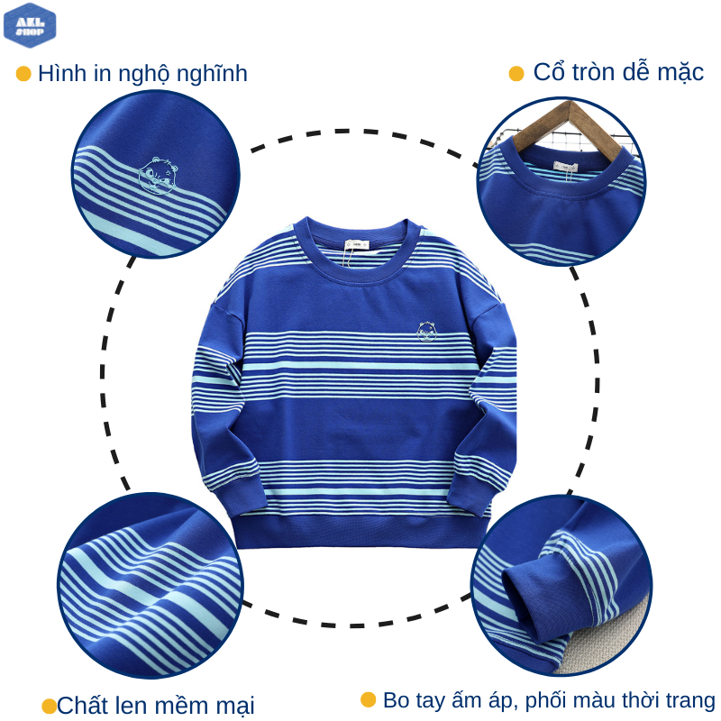 Áo len bé trai size đại 30kg đến 49kg JDK, áo len thu đông cho bé 5 tuổi đến 14 tuổi hàng Quảng Châu