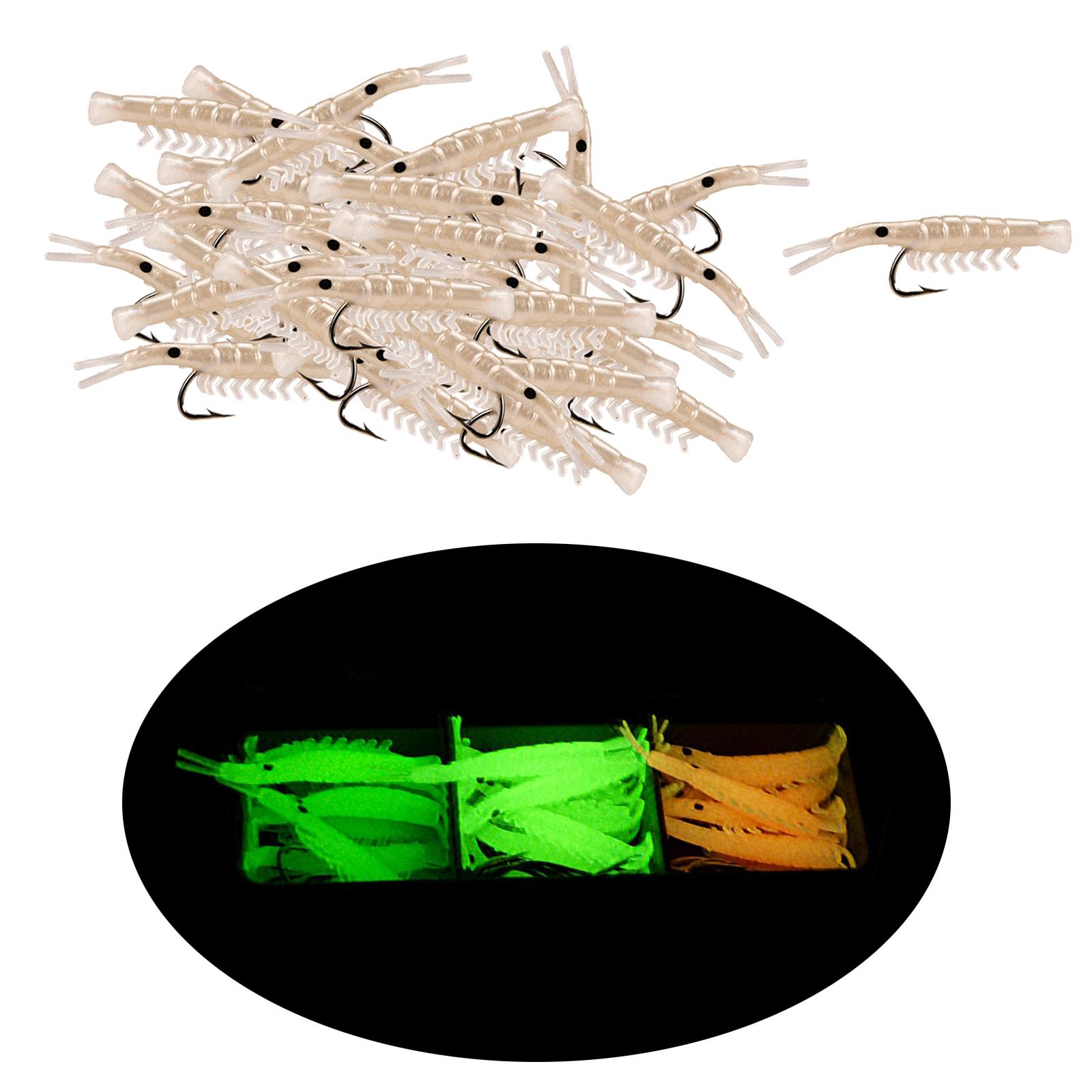 50 Pcs Fishing Silicone Shrimp Lures Hooks Tackle Bait Lures