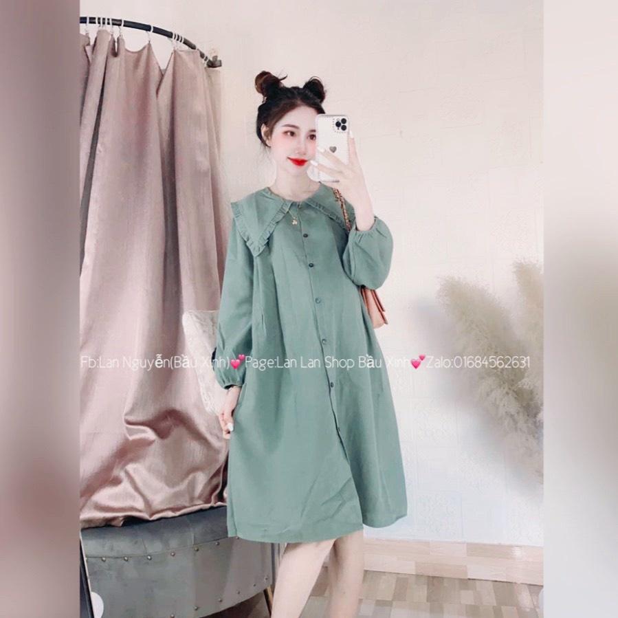 Đầm Bầu Váy Bầu Thu Đông Cổ Tàu Công Sở Cổ Sen Xinh Xắn Lịch Sự HD4659 Honey Mommy