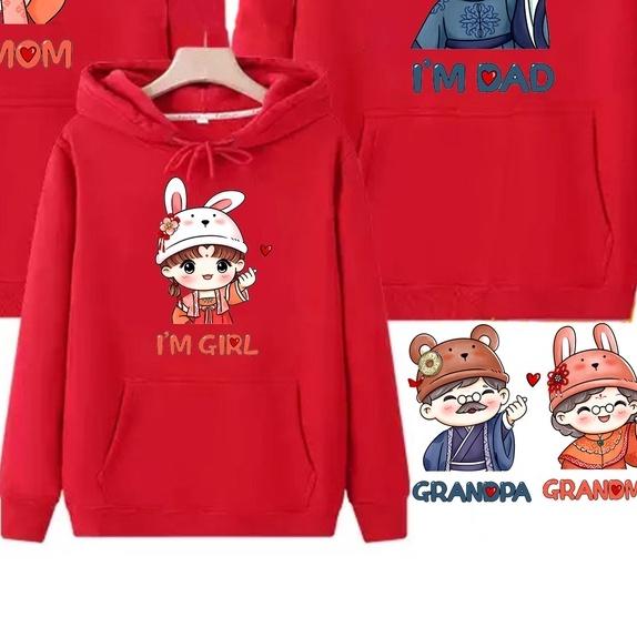 áo Hoodie MÀU ĐỎ gia đình 3/4/5 người áo gia đình thu đông áo hoodie gia đình chất đẹp giá 1 áo