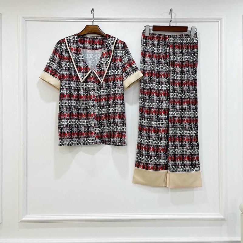 PIJAMA CỘC DÀI HOẠ TIẾT DẠ CAO CẤP