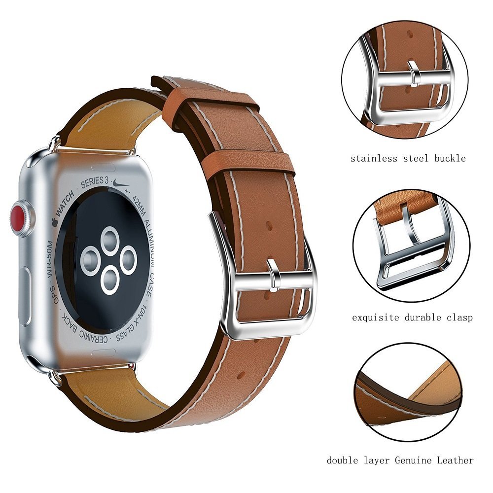 Dây đeo thay thế cho Apple Watch kiểu dáng da cao cấp _38mm_Nâu