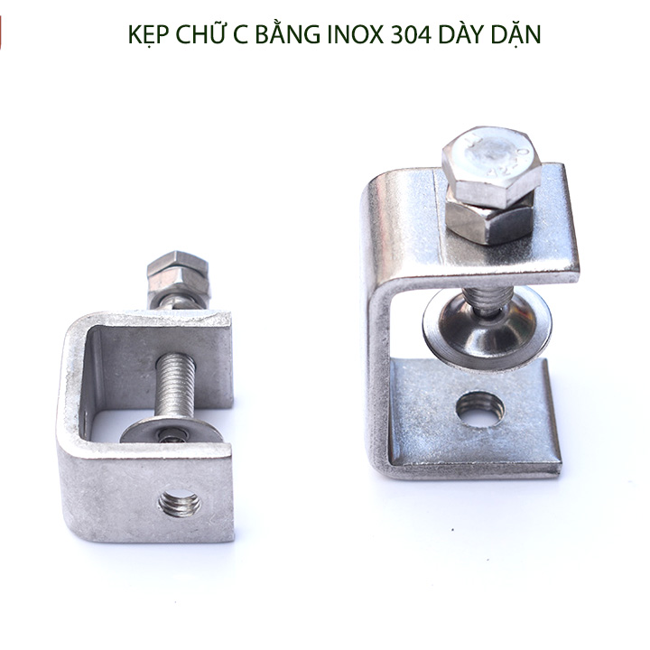 01 Kẹp chữ C bằng inox 304 không gỉ, dày dặn chắc chắn dùng cho nghề mộc