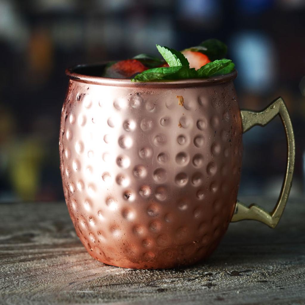 4PCS STAINLESS STEEL WITH COPPER PLATED MOSCOW MULE CUP MUG Hammered