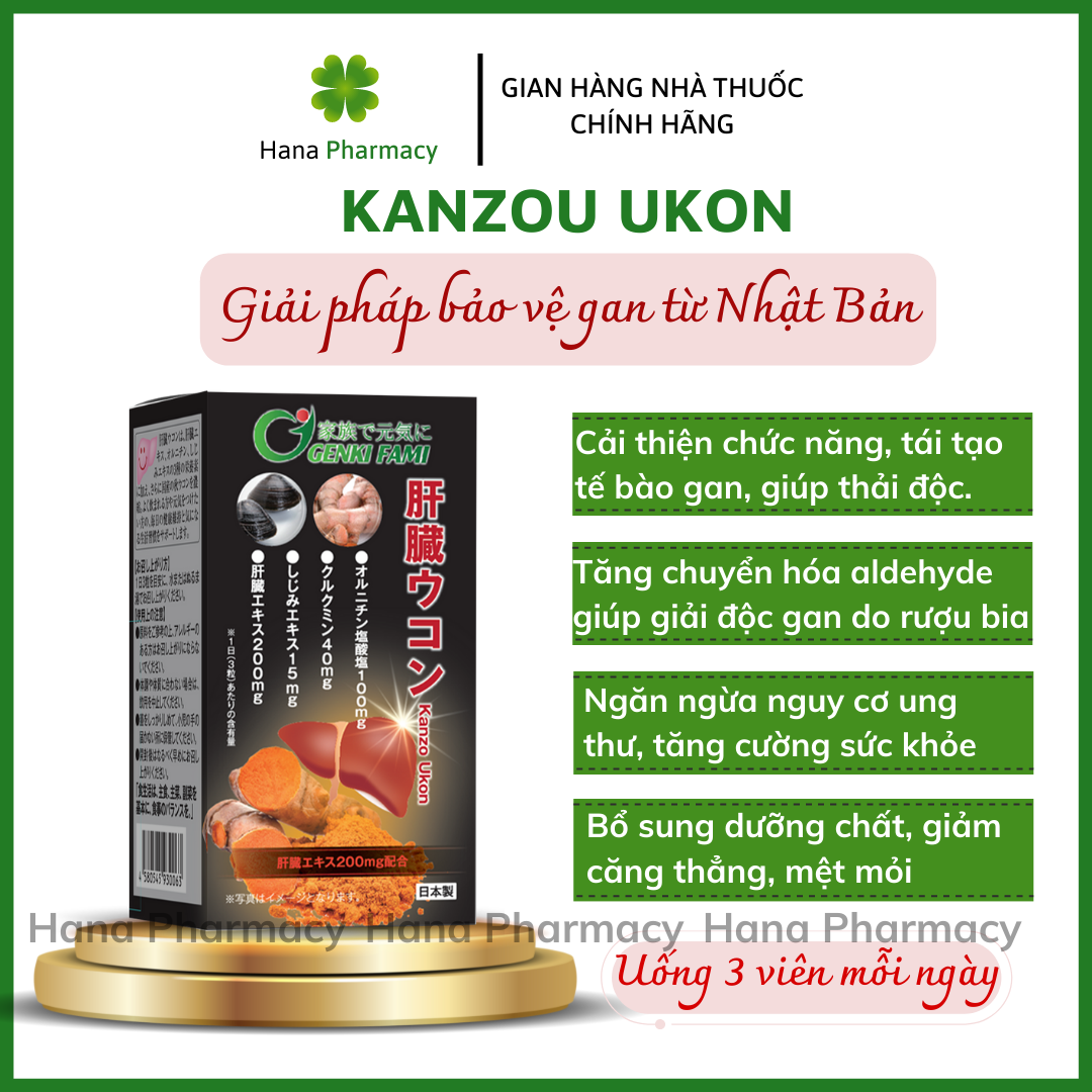 TP KANZOU UKON bổ gan, hỗ trợ tăng cường chức năng gan, mát gan đẹp da, tái tạo tế bào gan