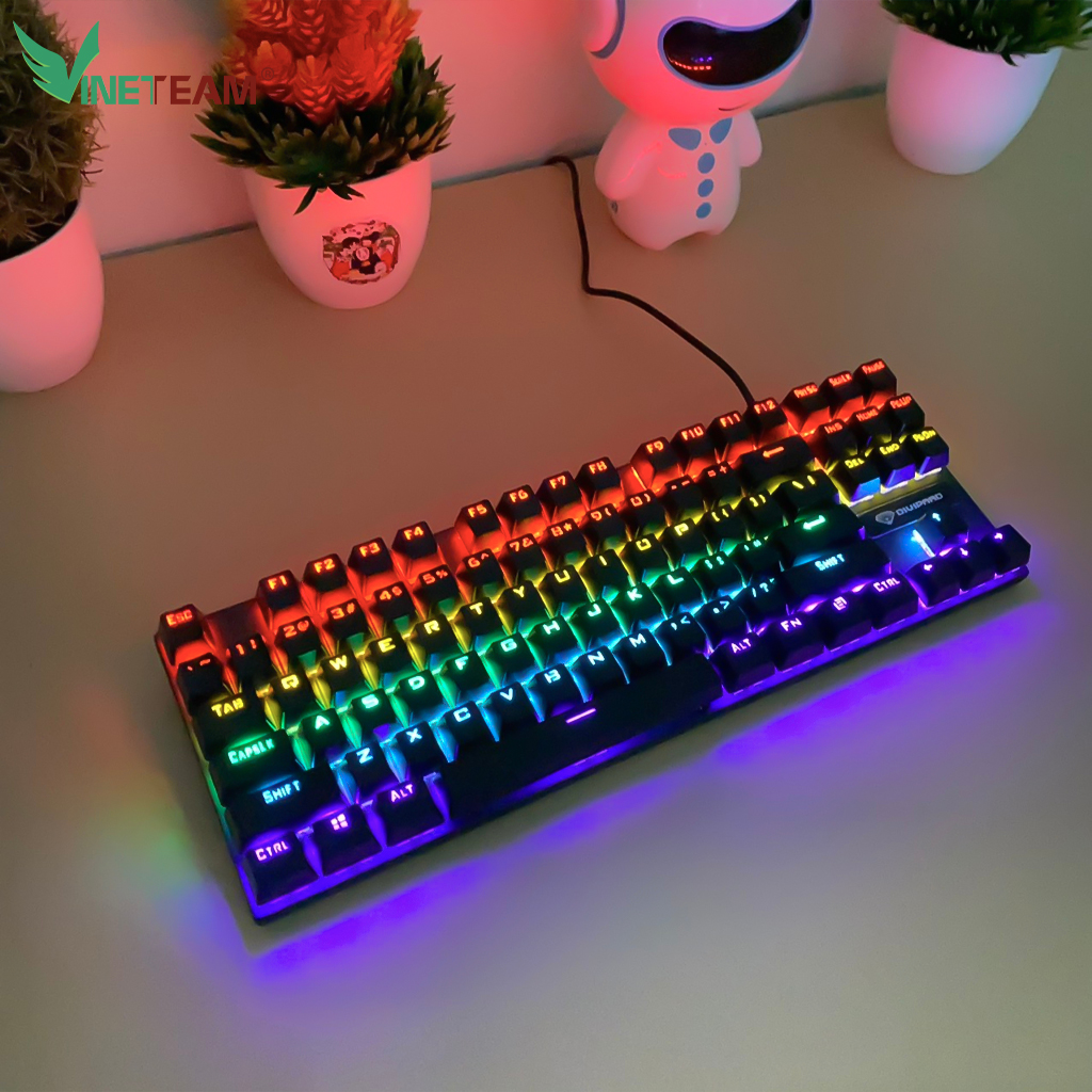 Bàn Phím Cơ Gaming Vinetteam Divipard GK-10 87 Phím Led RGB 30 Chế Độ Led Nhấp Nháy Cực Đẹp Blueswitch Gõ Siêu Đã Dùng Cho Máy Tính Laptop - Hàng Chính Hãng