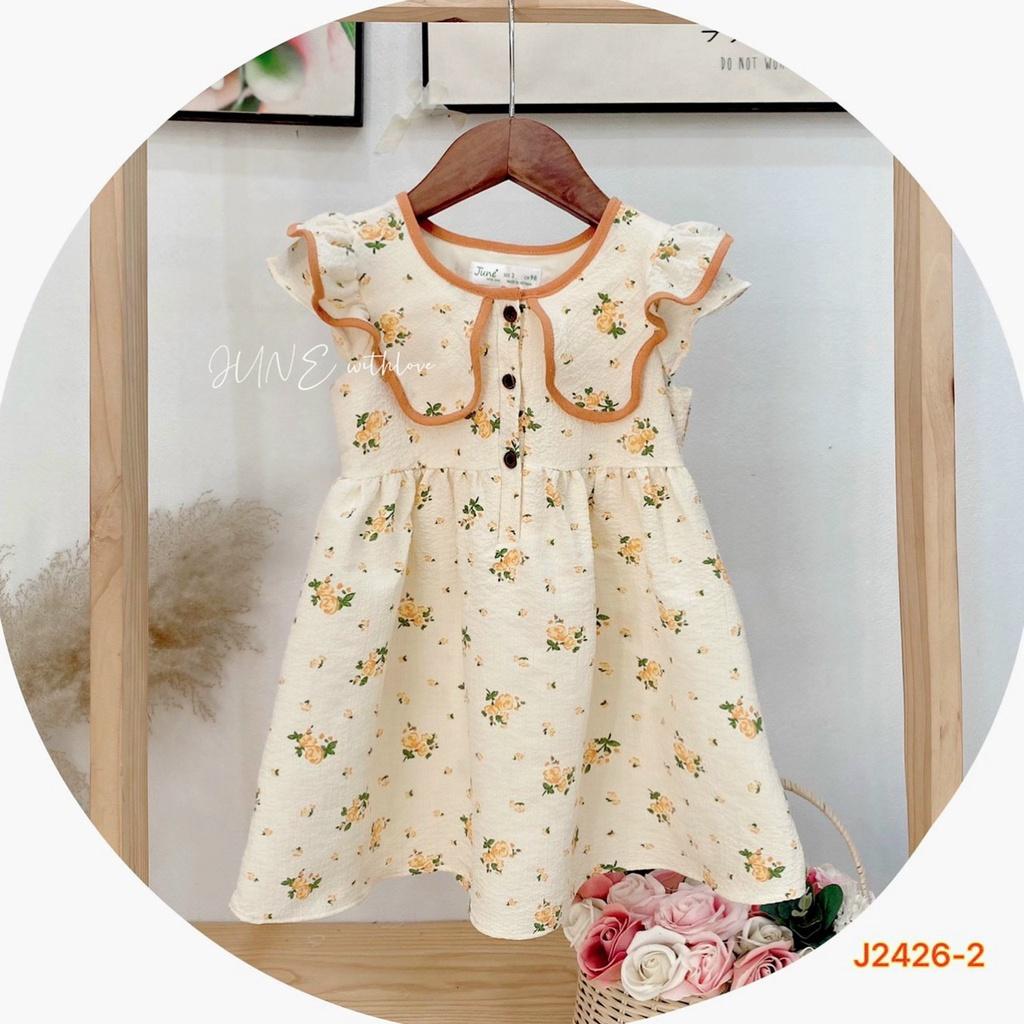 Đầm váy hoa mùa hè cho bé gái cổ sen bồng bềnh đi chơi đi học mát từ 10-30kg hàng thiết kế cao cấp