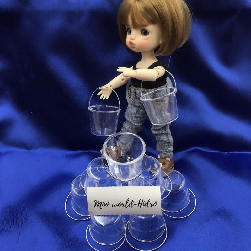 Xô nhựa mica mini tí hon dùng cho trang trí nhà búp bê Bb, BJD tỉ lệ 1/8, 1/12 Dollhouse, miniature