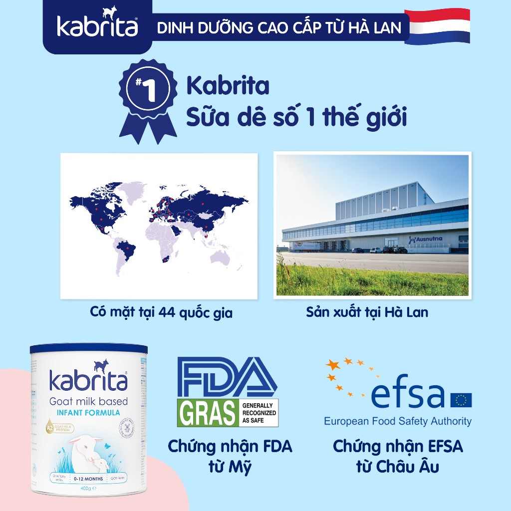 [MUA 1 B2 TẶNG BỘ LY SỨ, 2 B2 TẶNG BỘ LY SỨ + BẢNG GỖ] [DATE 2025] Combo 2 lon Sữa dê Kabrita số 1 cho trẻ (0-12 tháng) - Lon 400g [B2