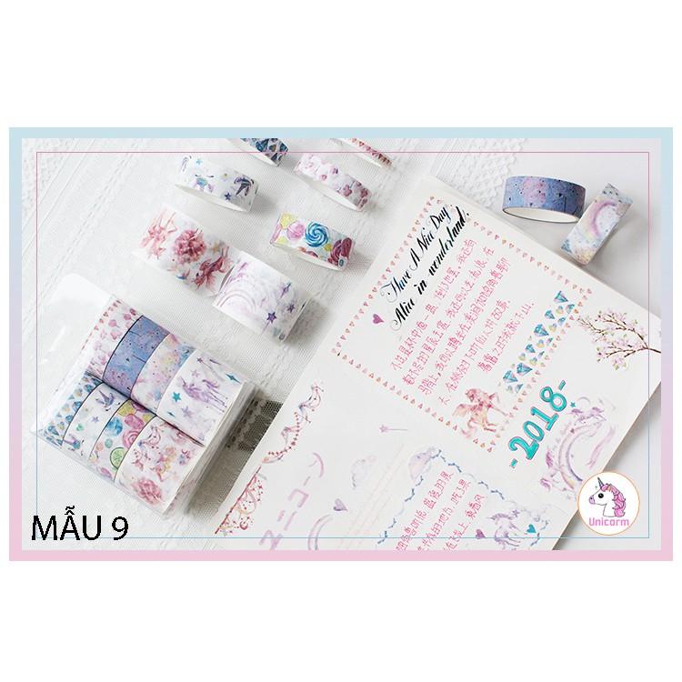 Set 10 cuộn băng dính trang trí - băng keo trang trí siêu đẹp trang trí scrapbook, sổ tay planner