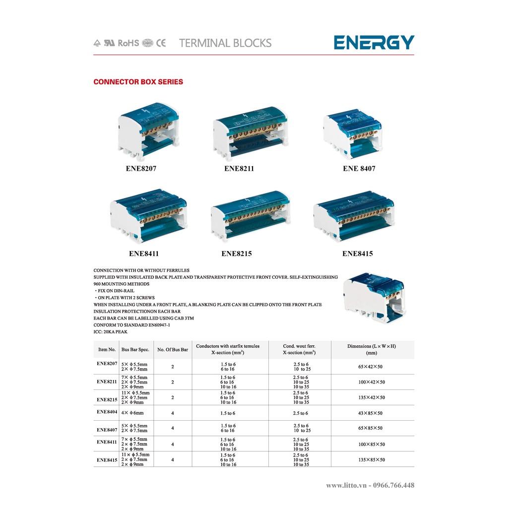 THIẾT BỊ ĐIỆN ENERGY – HỘP NỐI CÁP KHỐI CÀI RAIL 2P, 4P 125A