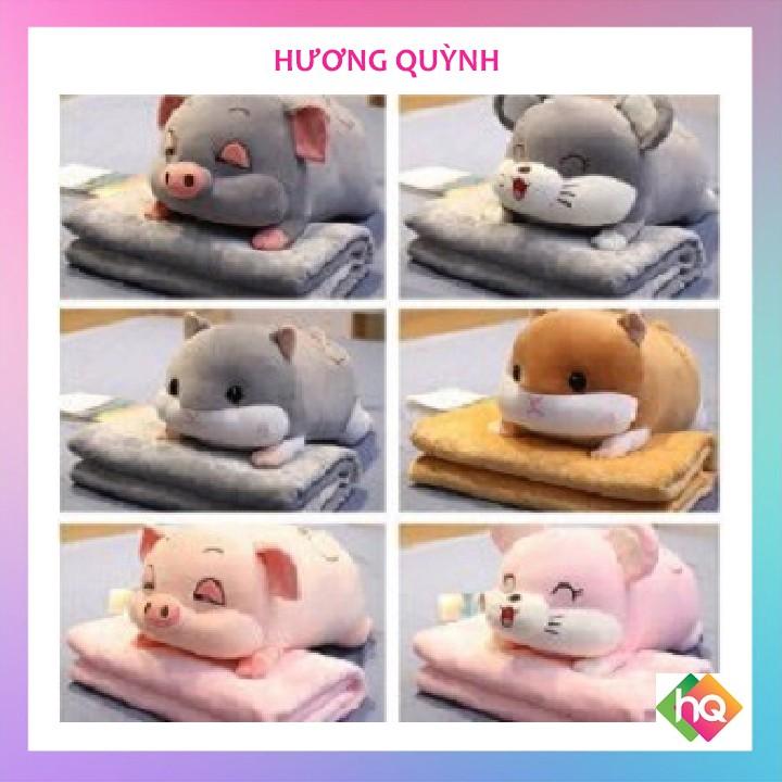 (HQ)Bộ chăn gối văn phòng chuột Hamster, Heo xinh. Hương Quỳnh