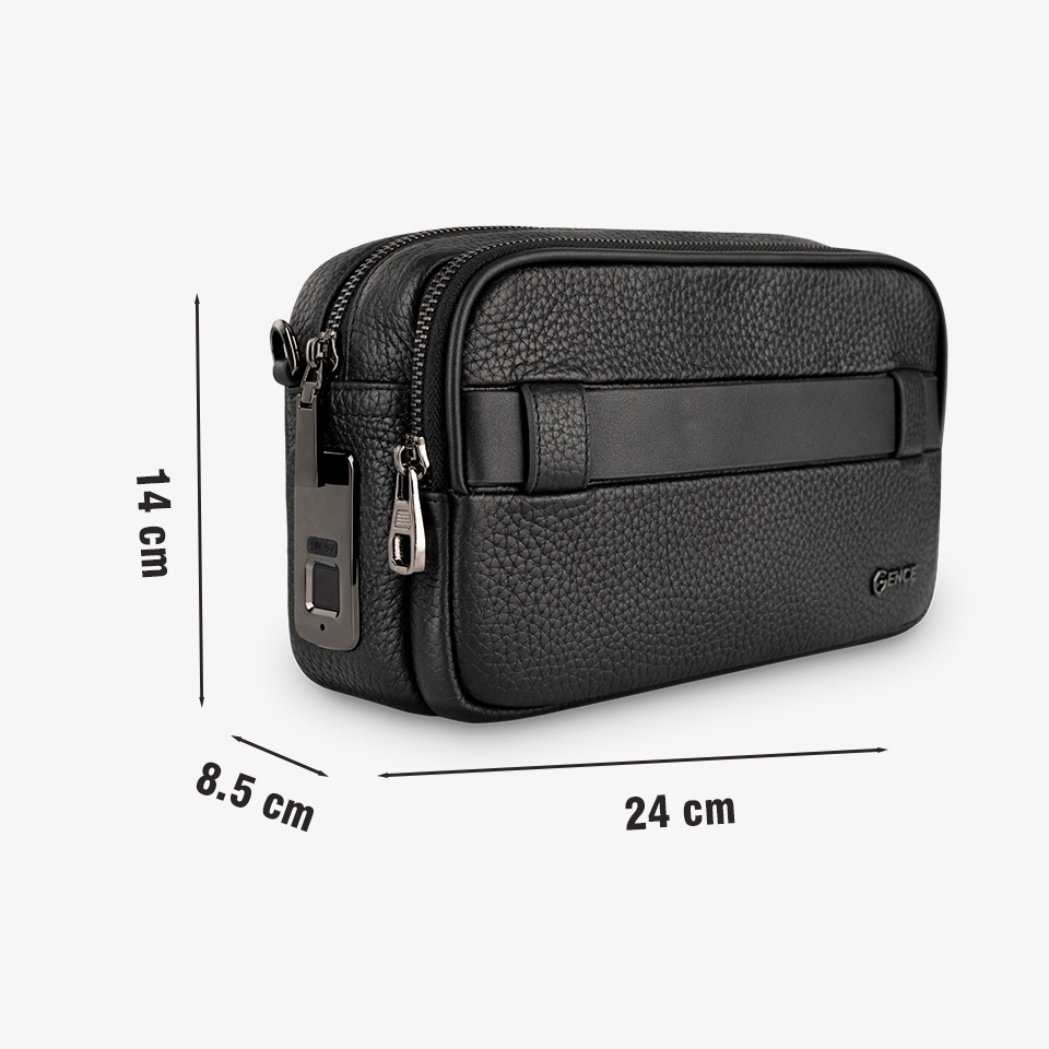 Clutch cầm tay đeo chéo da bò Togo cao cấp RB08 khóa vân tay &amp; khóa số