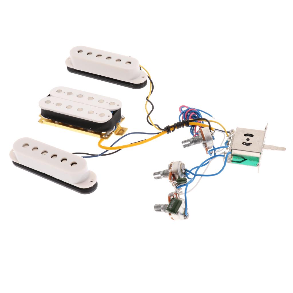 Prewired 6 String Guitar Single Coil Pickup Humbucker Pickup 3 Way Toggle Switch with Volume&Tone Control Knobs