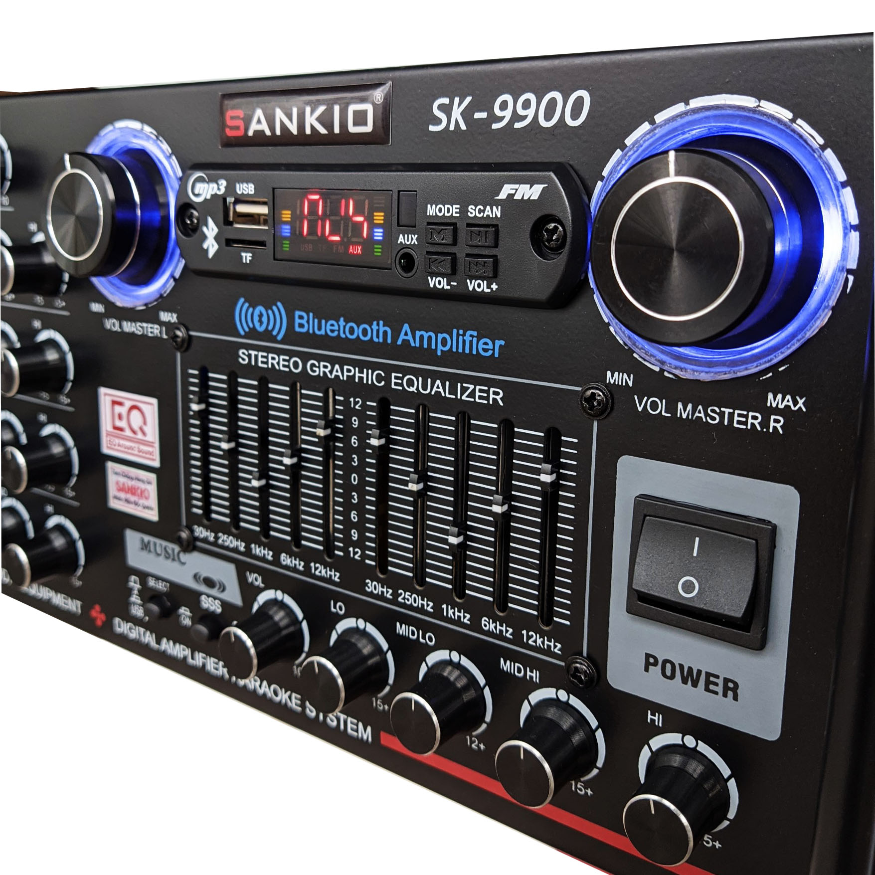 Amply Bluetooth SANKIO SK-9900 Amplifier Equalizer, 20 sò lớn, 8 cổng micro - Hàng chính hãng cao cấp