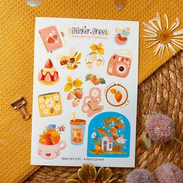 Sticker sheet strauberry madness - chuyên dán, trang trí sổ nhật kí, sổ tay | Bullet journal sticker - unim059