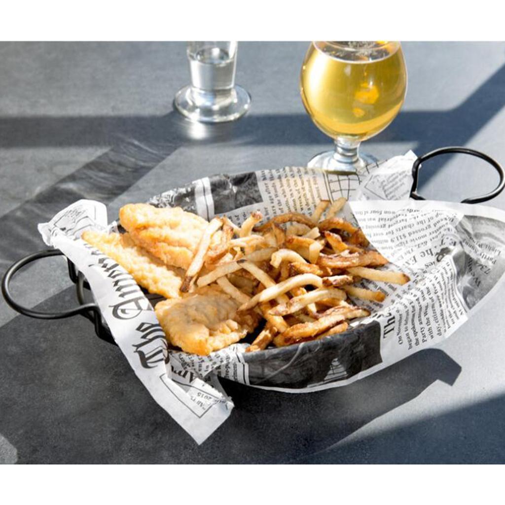 2x Stainless Steel French Fries Chips Appetizer Serving Basket Sauce Holder