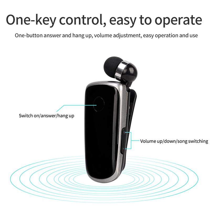 Mini Không Dây Rút Di Động Bluetooth Tai Nghe Cuộc Gọi Nhắc Nhở Rung Mặc Kẹp Thể Thao Chạy Bộ Tai Nghe Rảnh Tay Hoa Sen